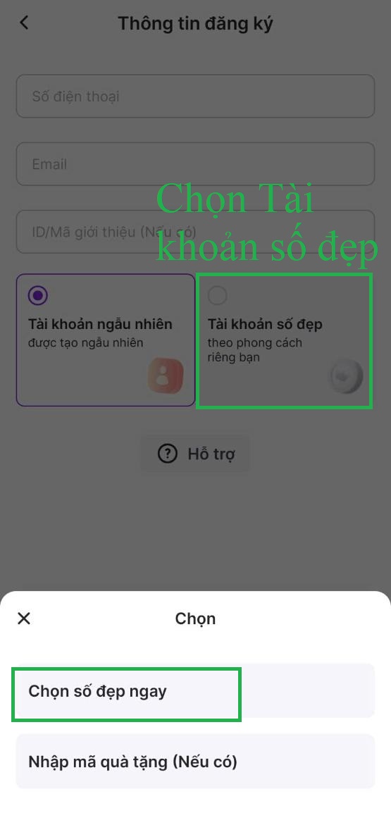 Chọn tài khoản số đẹp